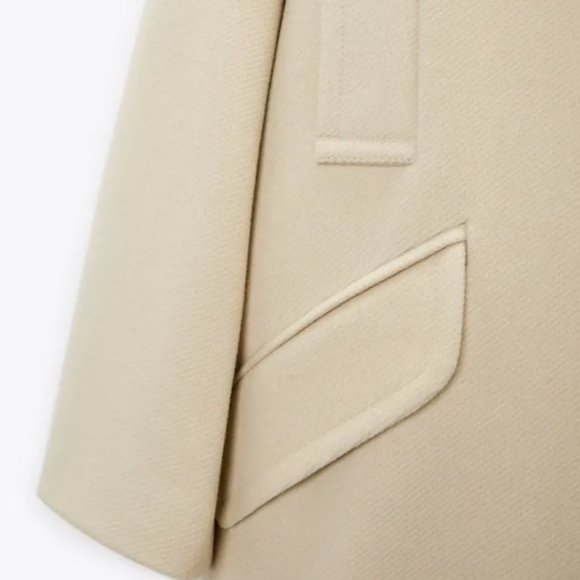 ZARA WOMEN CREAM OVERSIZED COAT WITH POCKETS SIZE XL NWT 200$ - Picture 3 of 8